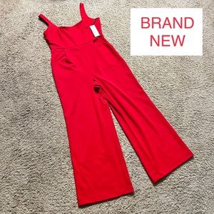 Calvin Klein Women's Sleeveless Square Neck Wide Leg Jumpsuit Red Size 12